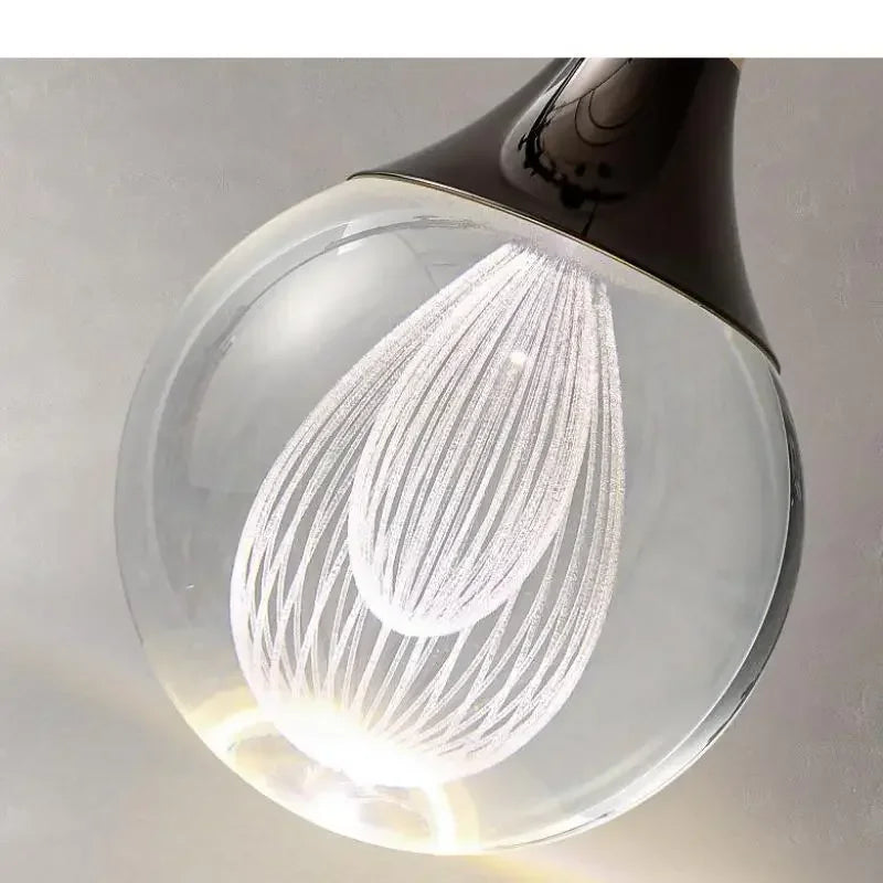 Afralia™ Crystal LED Ball Pendant Chandelier for Dining Room, Bedroom, Kitchen, and Restaurant decor