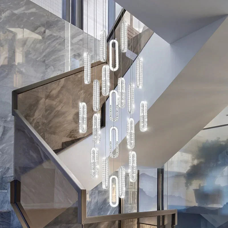 Afralia™ Gold Crystal LED Chandelier: Modern Luxury Long Pendant Light for Living Room