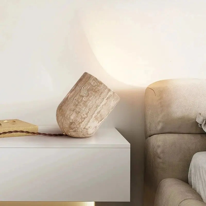 Afralia™ Travertine Stone Table Lamp for Modern Bedroom Décor