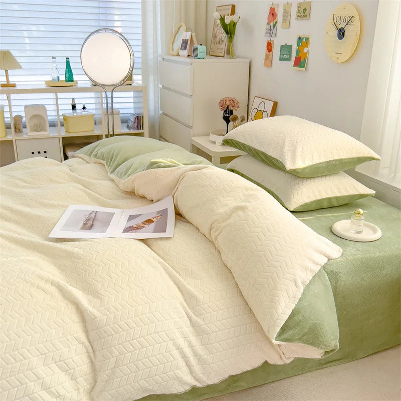Afralia™ Milk Velvet Quilt Cover | Double-sided Fleece Comforter Cover