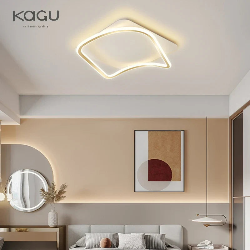Afralia™ Golden LED Ceiling Chandelier: Modern Simplicity for Living, Dining, and Bedrooms