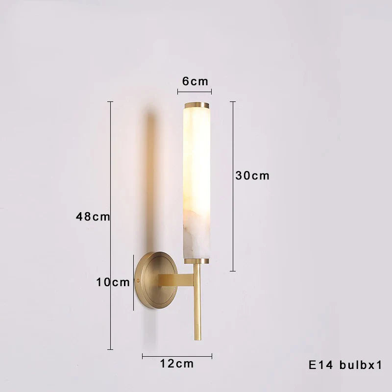 Afralia™ Modern Bronze Brass Wall Lamp with Natural Marble for Living Room Décor