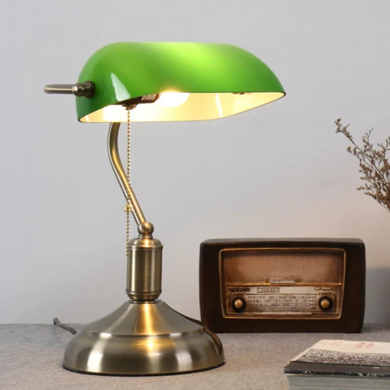 Afralia™ Mid Century Green Bankers Lamp for Bedroom Office Study Home Reading Eye Care