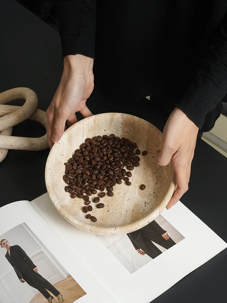 Afralia™ Marble Round Tray: Elegant Serving Dish, Fruit Bowl, Coffee Table Decor