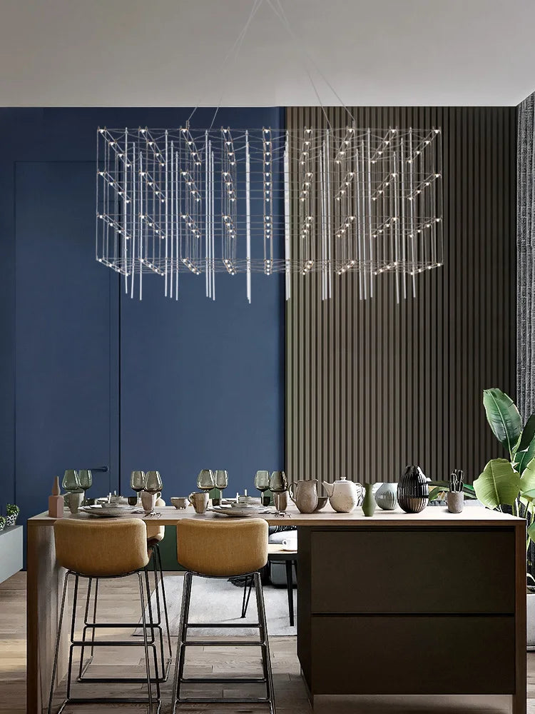 Afralia™ Sky Starlight Cube Chandelier for Living Room, Restaurant, Hotel Lobby, Bar, and Sales Department