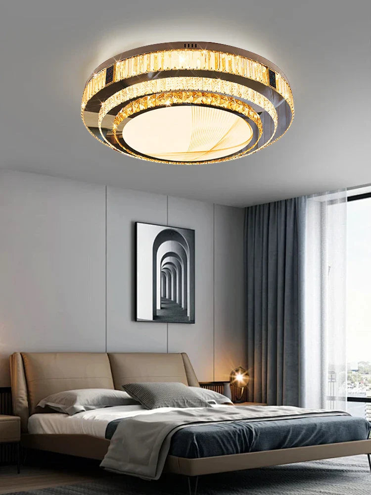 Afralia™ Crystal Luxury Gold Ceiling Lamps: Modern Room Decor & Bedroom Lighting