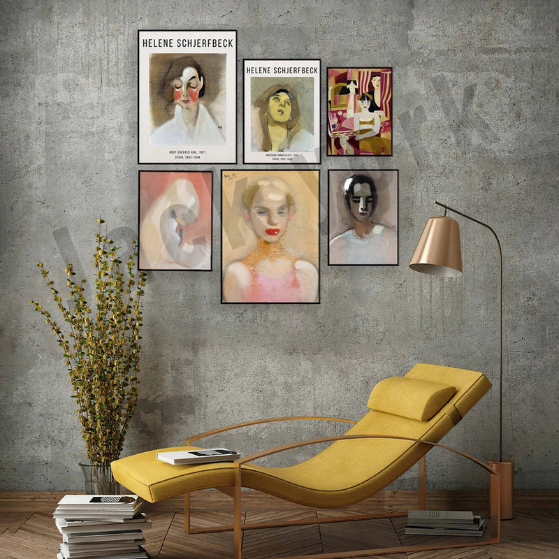 Afralia™ Abstract Vintage Exhibition Poster Set - Helene Schjerfbeck, Circus Girl, Blonde Girl