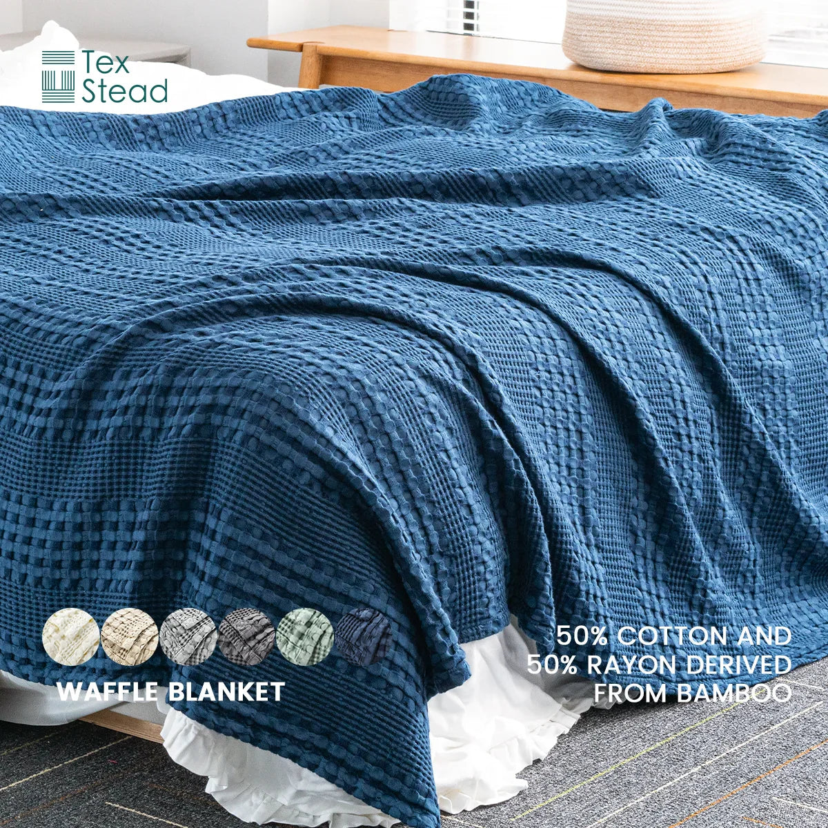 Afralia™ Bamboo Cotton Waffle Blanket - Lightweight Breathable Blanket