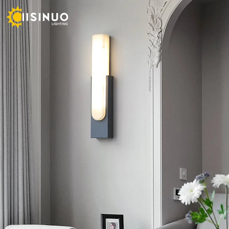 Afralia™ 19.6"LED Marble Wall Sconce - Modern Indoor Bedside Lighting for Living Room
