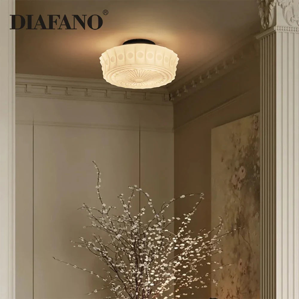 Afralia™ Nordic Bauhaus Retro Bedroom Ceiling Light Glass Fixture