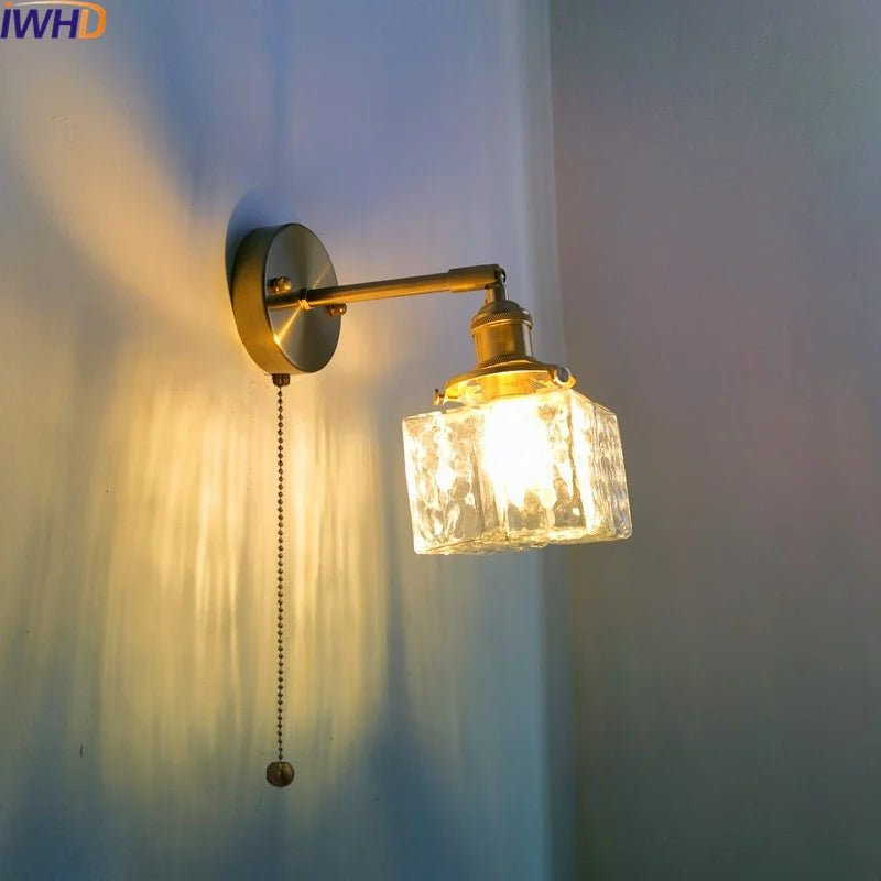 Afralia™ Glass Copper LED Wall Lamp Modern Corridor Bedside Light