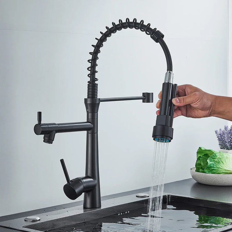 Afralia™ Spring Pull Down Kitchen Faucet with Swivel Spout Mixer Tap