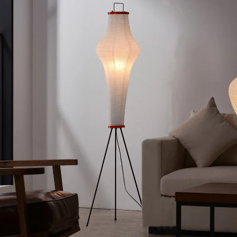 Afralia™ Rice Paper Floor Lamp LED Stand Light for Living Room Bedroom