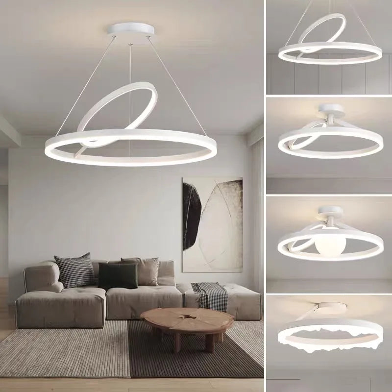 Afralia™ LED Ceiling Chandelier: Modern Nordic Rings Pendant Light Fixture for Living Room & Bedroom
