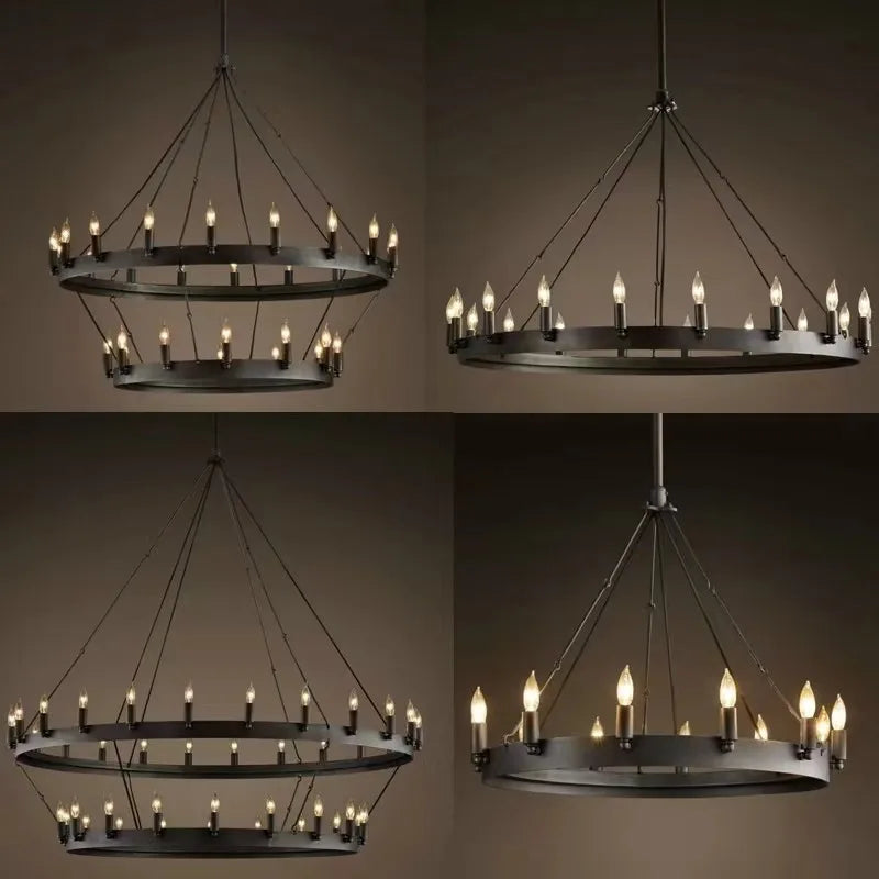 Afralia™ Vintage Iron Double Pendant Chandelier - Industrial LED Lighting for Home and Hospitality