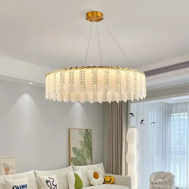 Afralia™ French Cream Wind Crystal Chandelier 2024 - Modern & Romantic Lighting for Living, Bedroom, Dining