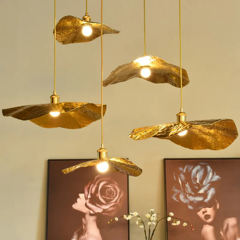 Lotus Brass Pendant Light by Afralia™ - Retro Design for Dining Room & Shop Décor
