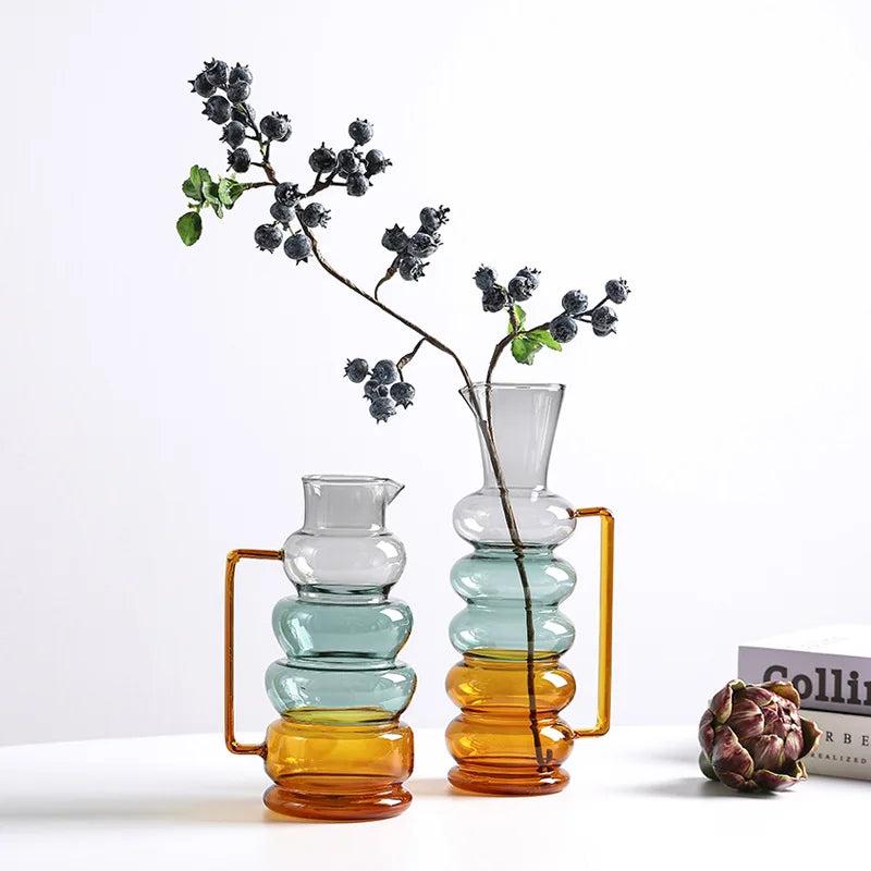 Afralia™ Glass Bubble Ring Vase: Transparent Handle Vase for Flower Arrangement & Home Decor