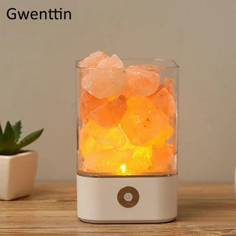 Afralia™ Himalayan Salt Lamp USB LED Multicolor Night Light - Premium Bedroom Decor