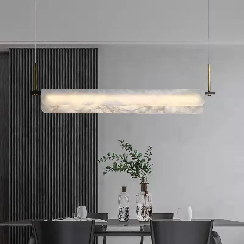 Afralia™ Marble LED Ceiling Chandelier, Dimmable Dining Room Pendant - Modern Minimalist Decorative Lighting