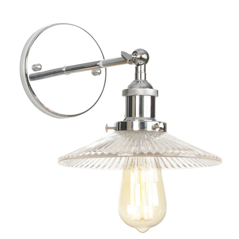 Afralia™ Vintage Chrome LED Wall Light with Clear Glass Sconce for Indoor Bedroom