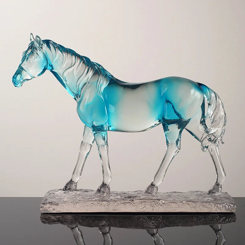 Afralia™ Clear Horse Resin Sculpture Decorative Figurine Home Decoration