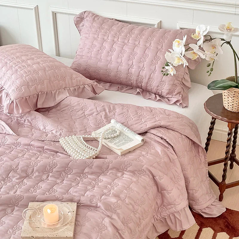 Afralia™ Lyocell Flower Embroidery Bedspread Set