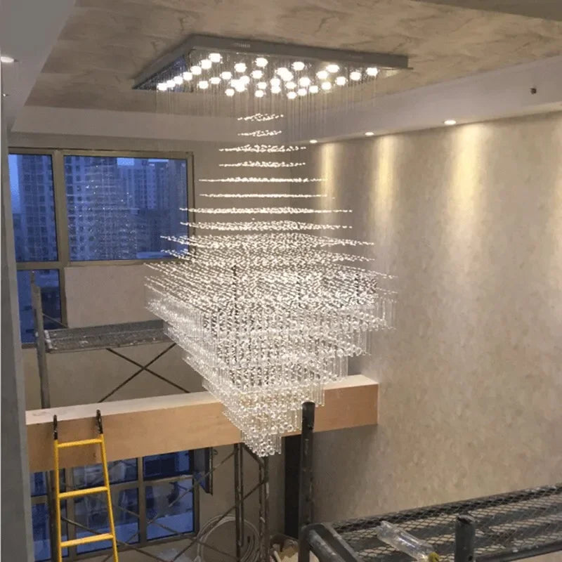 Afralia™ Crystal Chandelier Lighting for Living Room Hotel Lobby Ceiling