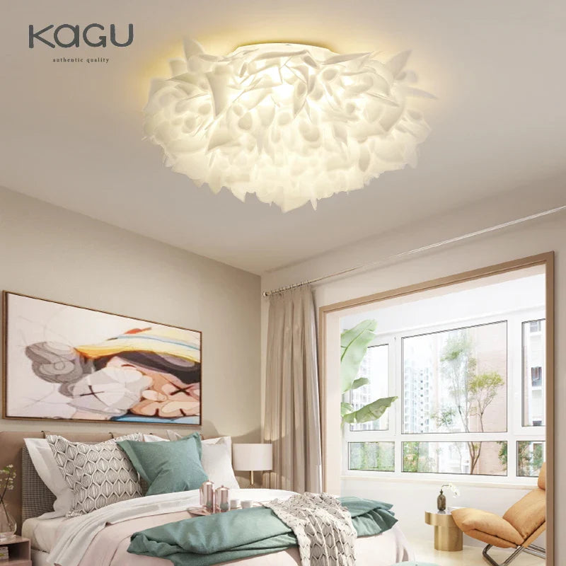 Afralia™ Feather Petal Pendant Lamp for Modern Nordic Bedroom, Living Room, Kitchen, and Children's Room