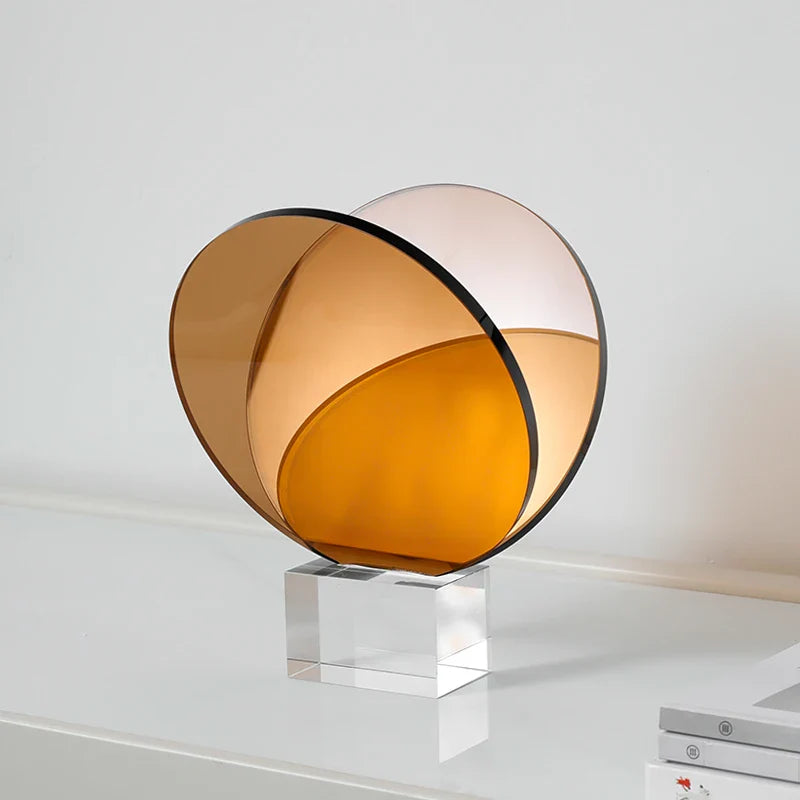 Afralia™ Acrylic Crystal Bookshelf Magazine Rack Geometric Circular Ornaments Amber Figurines