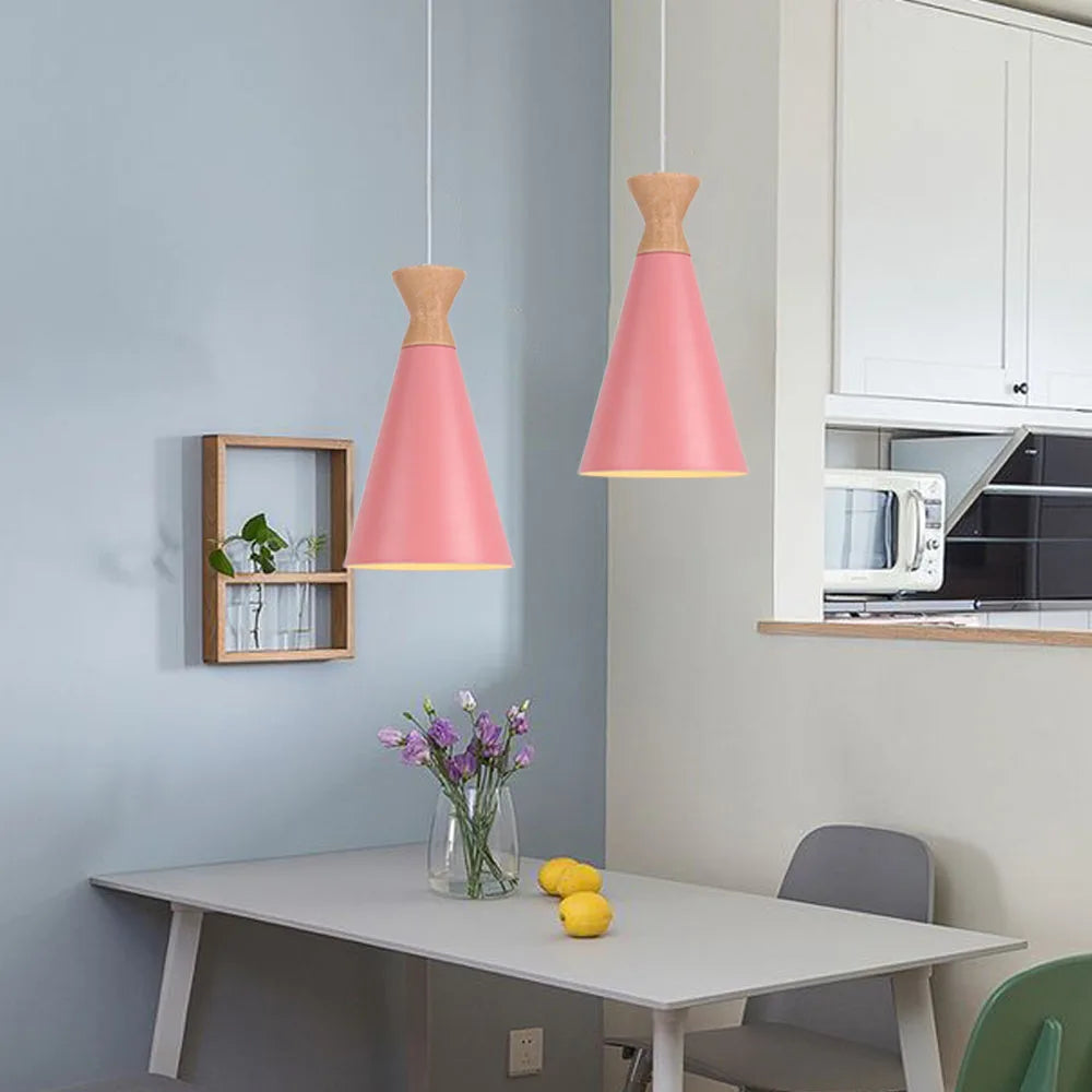 Afralia™ Nordic Pink Chandelier LED Pendant Light Modern Minimalist Ceiling Lamp
