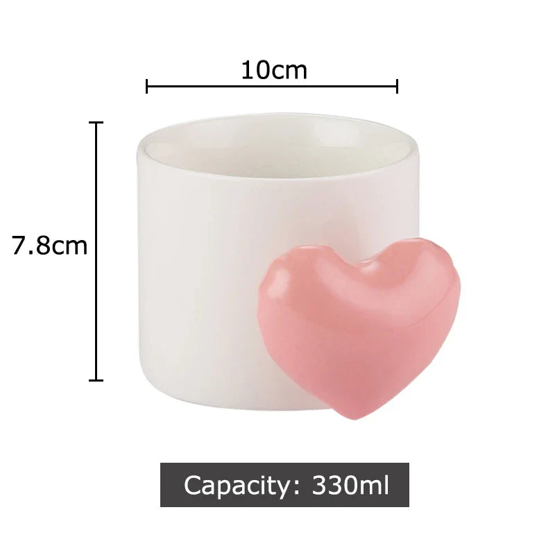 Afralia™ Love Heart Ceramic Mugs 330ml Dining Coffee Tea Cup Juice Container