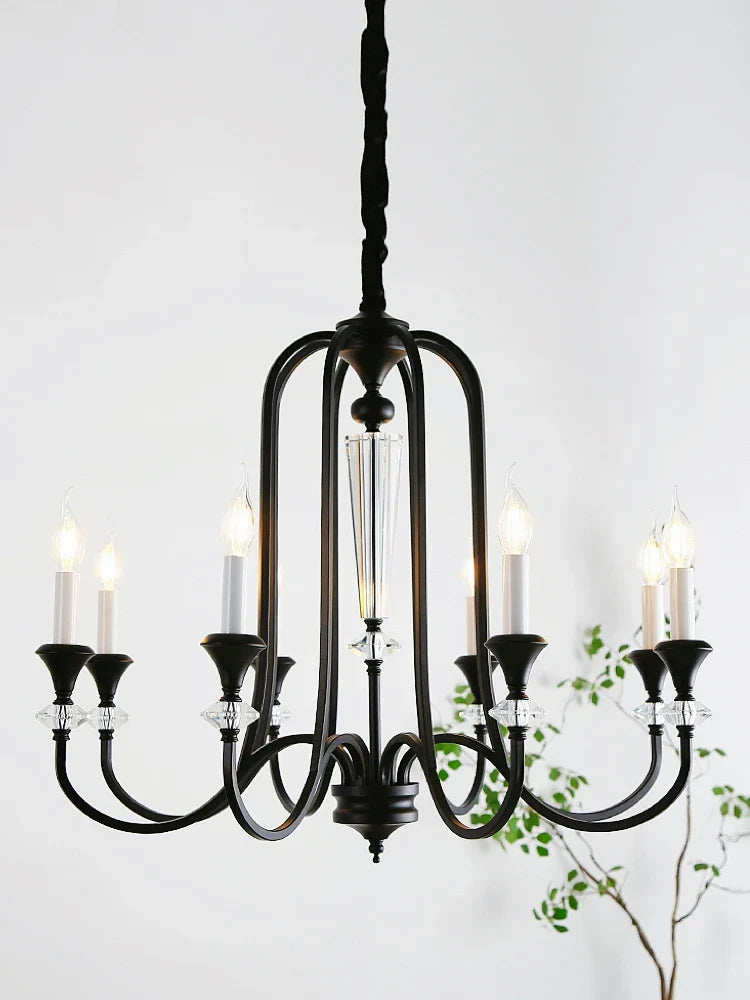 Afralia™ Iron Vintage Candle Chandelier: Retro French Style Pendant Light