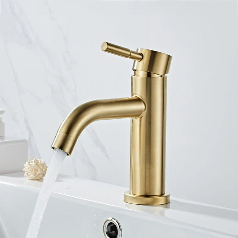 Afralia™ Gold Basin Faucet: Stainless Steel Single Handle Mixer for Bathroom and Kitchen