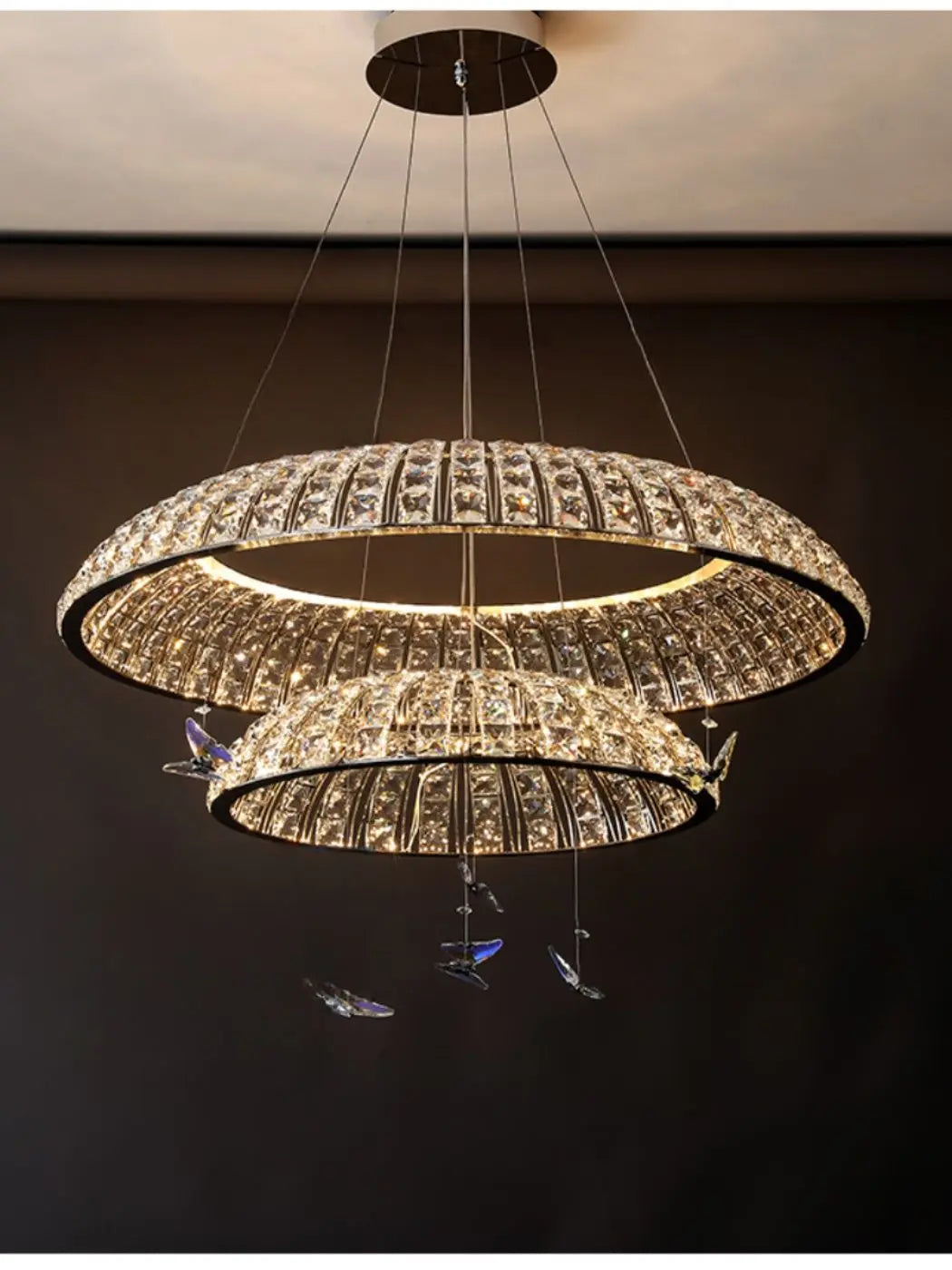 Afralia Crystal Butterfly Pendant Light: Italian Postmodern Luxury Lamp for Villa Duplex Building
