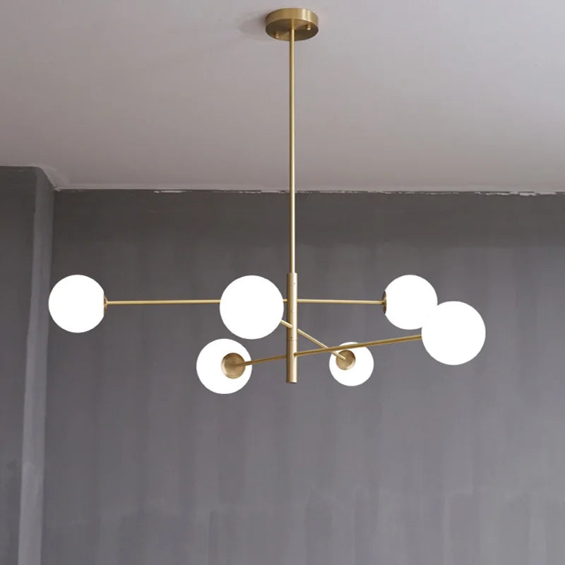 Afralia™ Glass Brass Chandelier: Nordic Modern Pendant Lights for Home, Living Room, Bedroom, Restaurant, Cafe