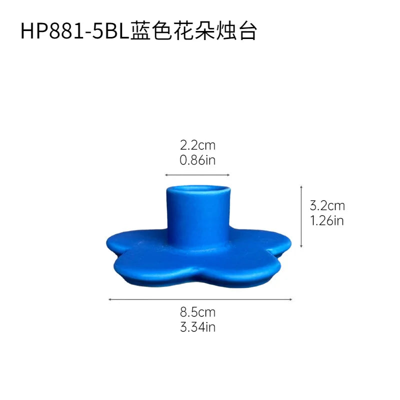 Afralia™ Cartoon Flower Ceramic Candle Holder Candelabrum Desktop Storage Accessory