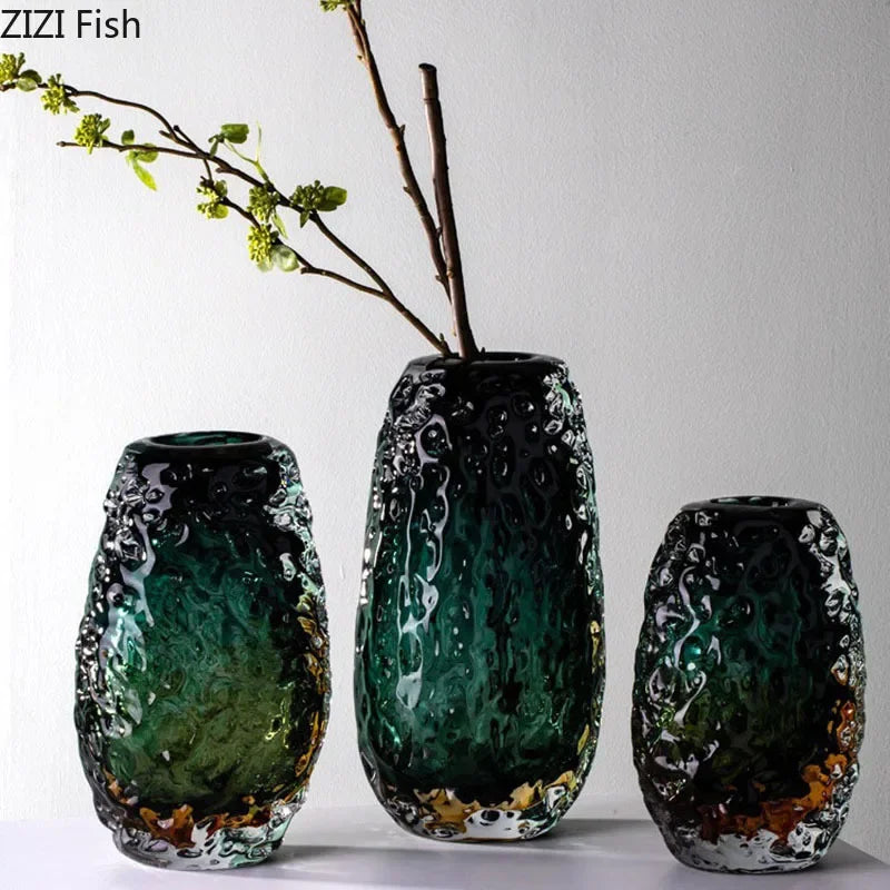 Afralia™ Deep Green Glass Vase: Elegant Hydroponics Floral Table Decoration