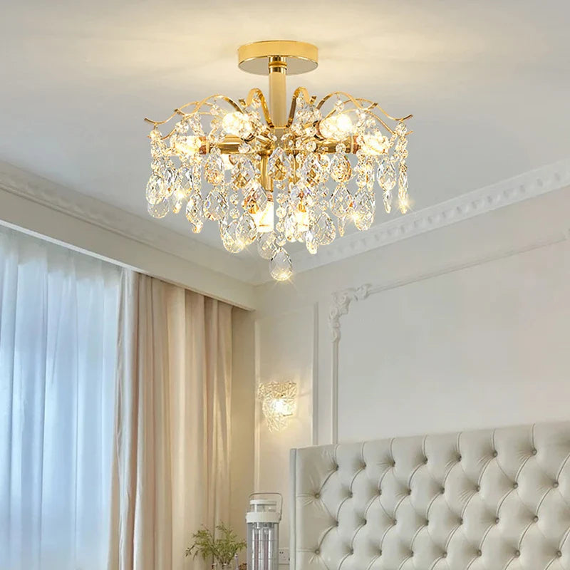 Afralia™ Crystal Luxury LED Chandelier Ceiling Light for Living Room Bedroom Home Decor