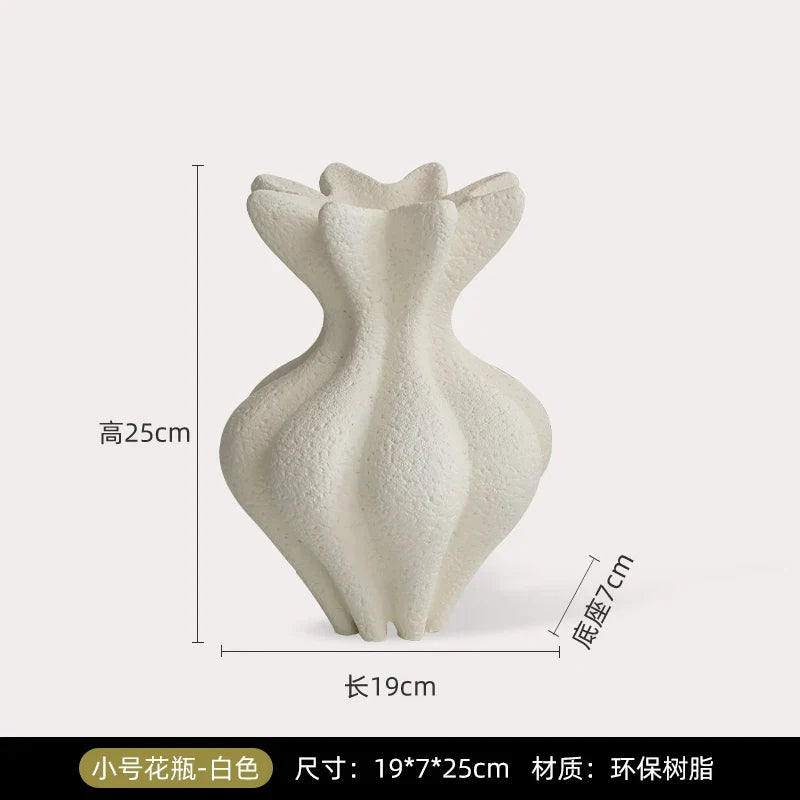 Afralia™ White Vase Resin Handicraft Abstract Ornament for Room Decoration