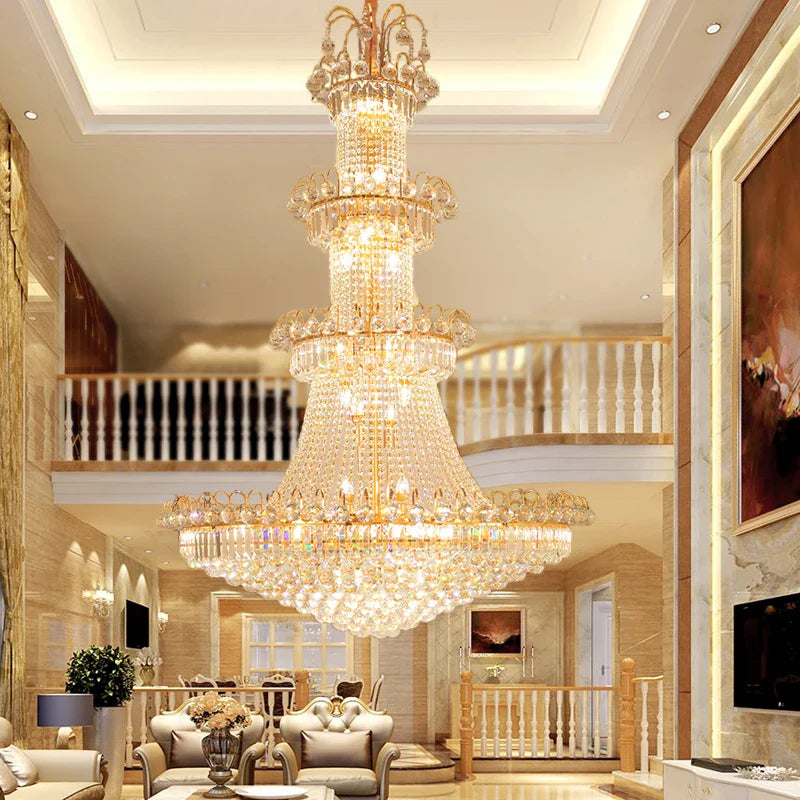 Afralia™ European-Style Crystal Chandelier for Luxury Living Room, Staircase, and High Ceilings