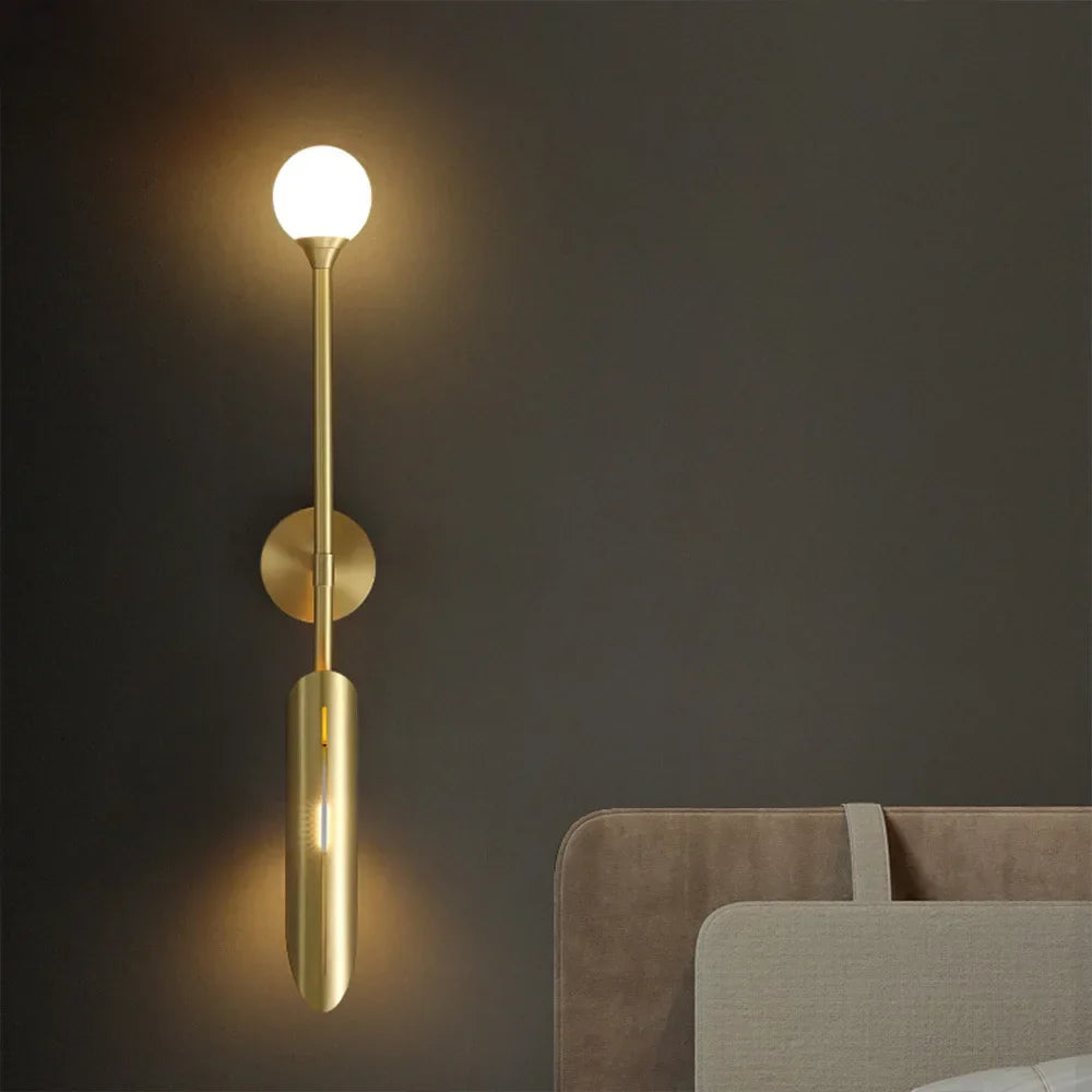 Afralia™ Gold LED Copper Wall Lamp Sconce for Living Dining Bedroom