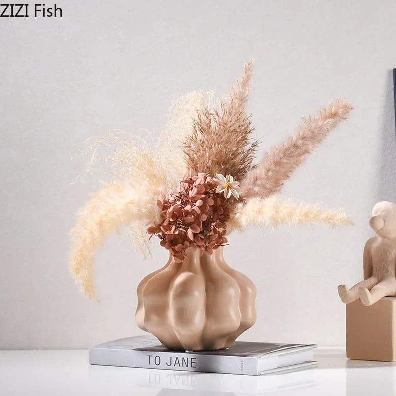 Afralia™ Ceramic Floral Vase Set for Desk Decoration & Flower Arrangement