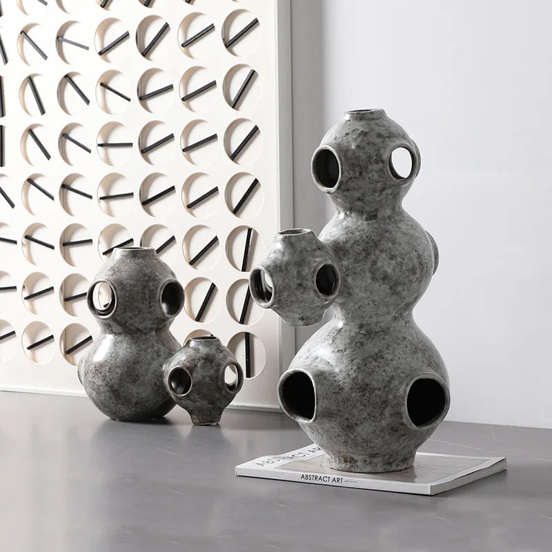 Afralia™ Abstract Planet Hollow Pipe Ceramic Ornament Figurine - Home Decor Accessory