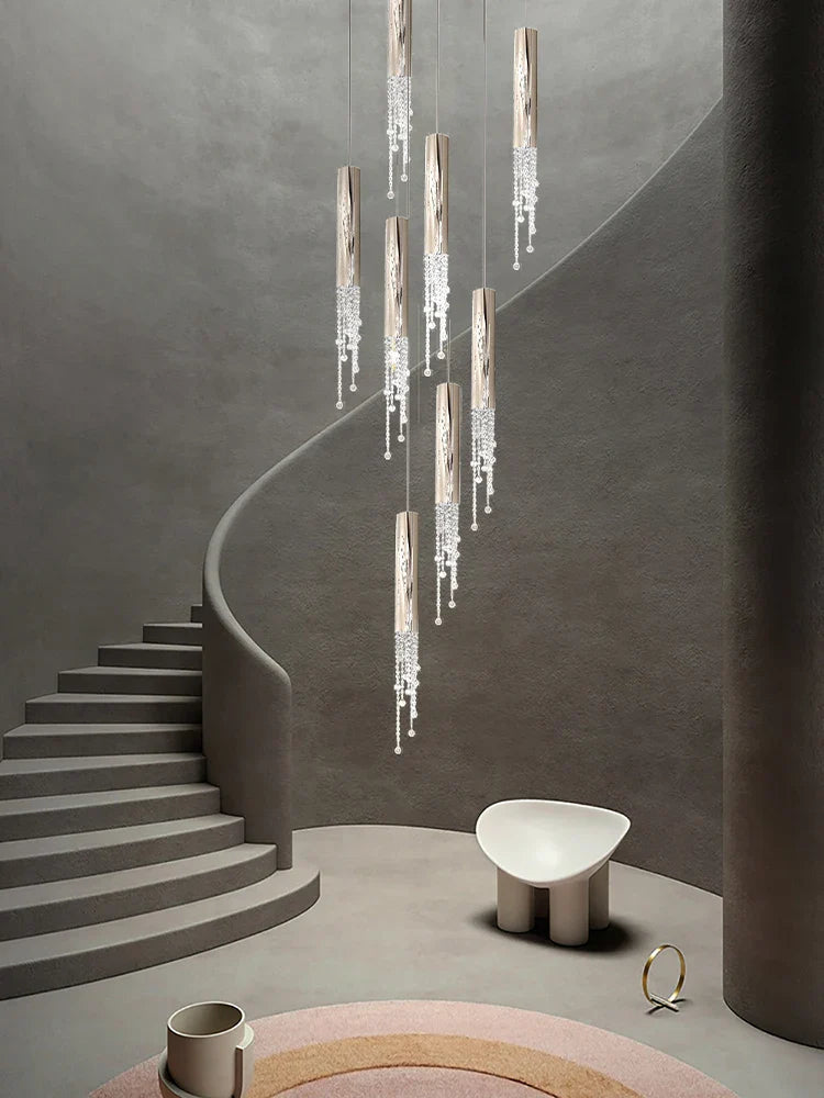 Afralia™ Crystal Pendant Light - Nordic Gold Chrome Metal, High-end Villa Decor