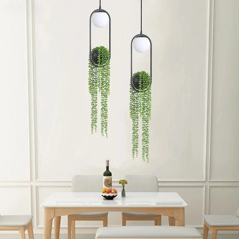 Afralia™ Nordic Plant Pendant Lights for Dining Room Home Decor - LED Hanging Flower Lamp