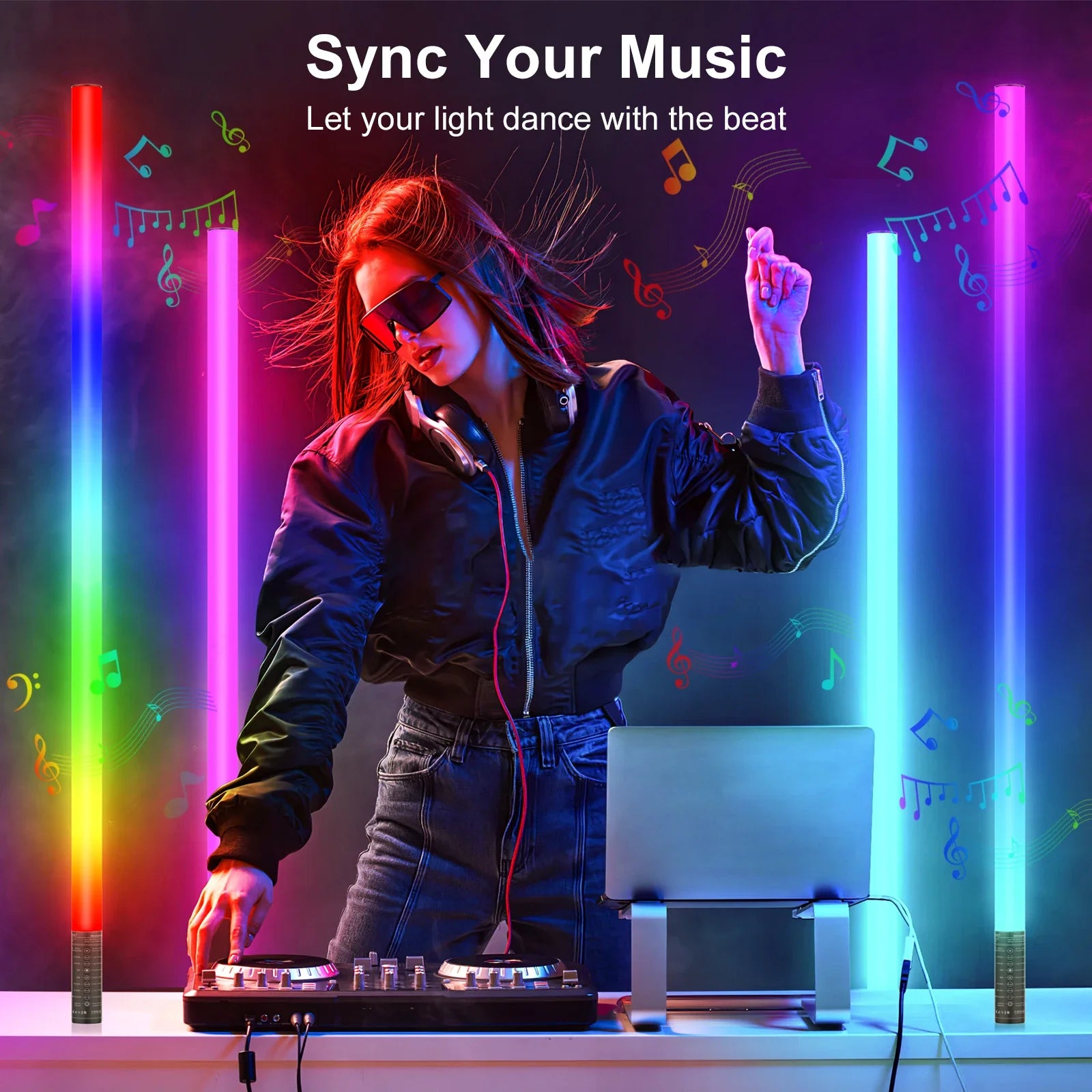 Afralia™ 120cm RGB Light Stick: APP Controlled LED Atmosphere Lamp for Festivals & Clubs.