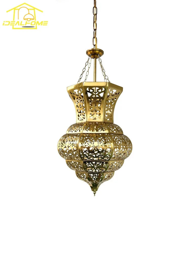 Afralia™ Exotic Morocco Pendant Lights LED E27 Retro Carved Hanging Lamp for Living/Dining Room