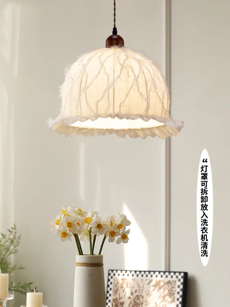 Afralia™ Pink Fabric Tassels Chandelier for Girl Bedroom, Beauty Salon & Cafe Room Lighting