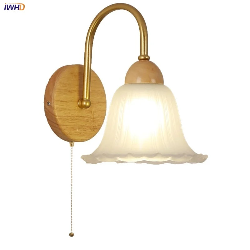 Afralia™ Nordic Glass LED Wall Sconce with Pull Chain Switch for Home Decor